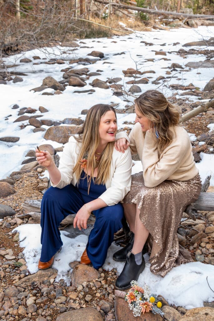 couple enjoys a joint after getting eloped in the forest. 